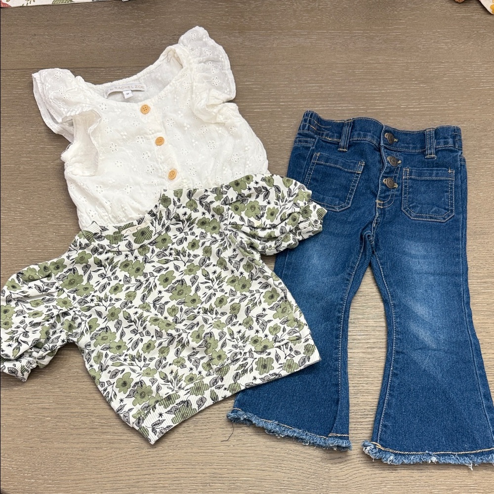 Jessica Simpson Floral Top and Denim Jeans Set